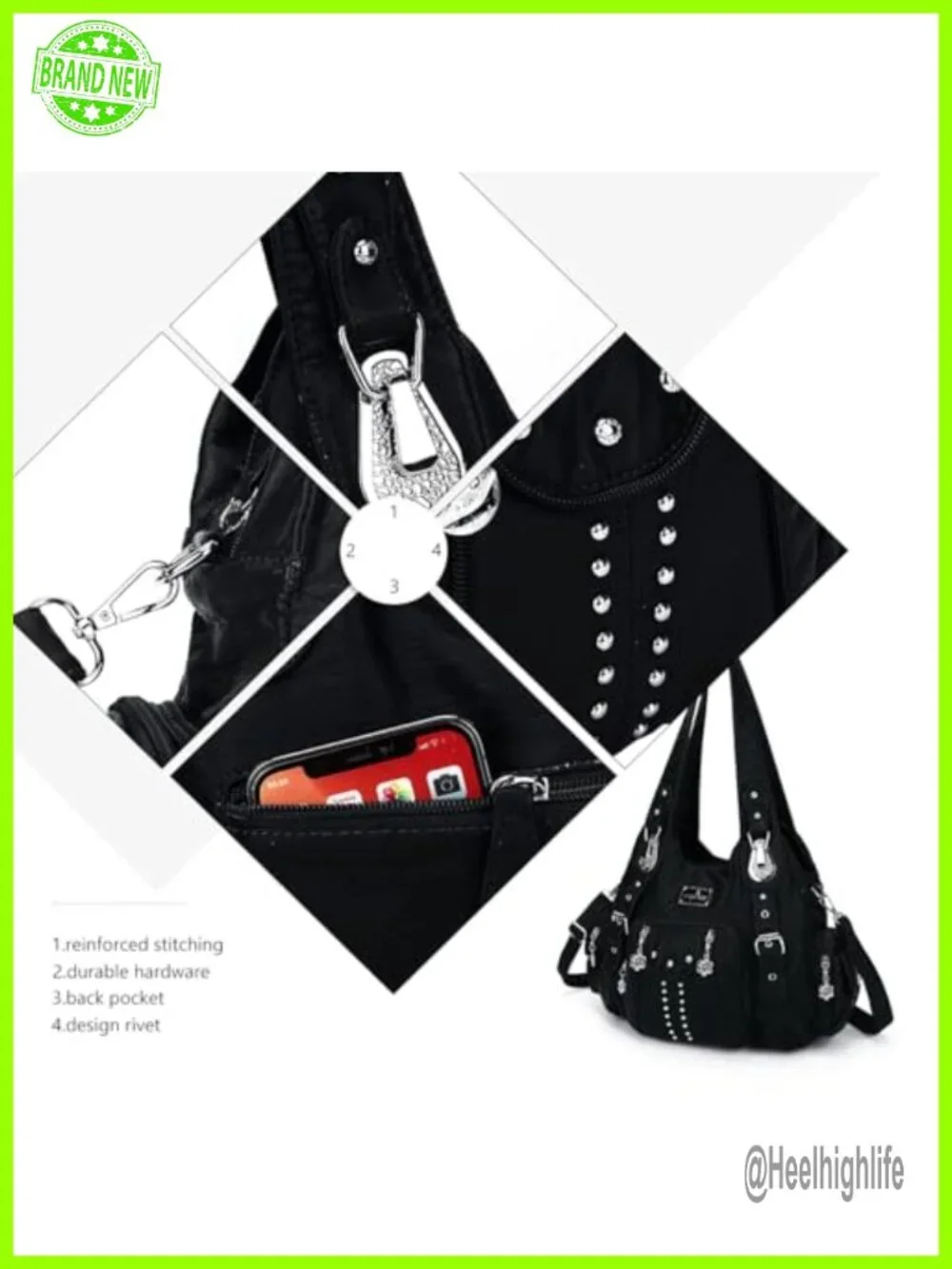 Washed PU Leather Large Hobo Bag with Multiple Pockets, Adjustable Strap